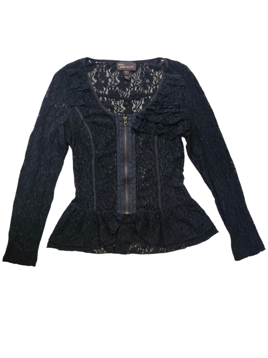anna scott Tops - Anna Scott Black Lace Peplum Top